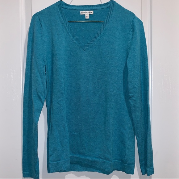 *V-Neck Turquoise Sweater - Croft & Barrow - Picture 1 of 2